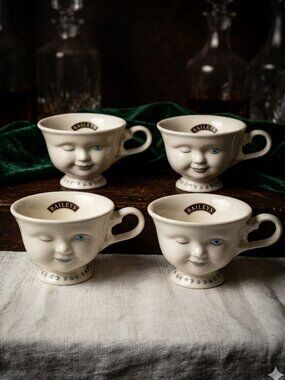 Vintage 1996 Baileys Winking Face Mugs -Set of 4